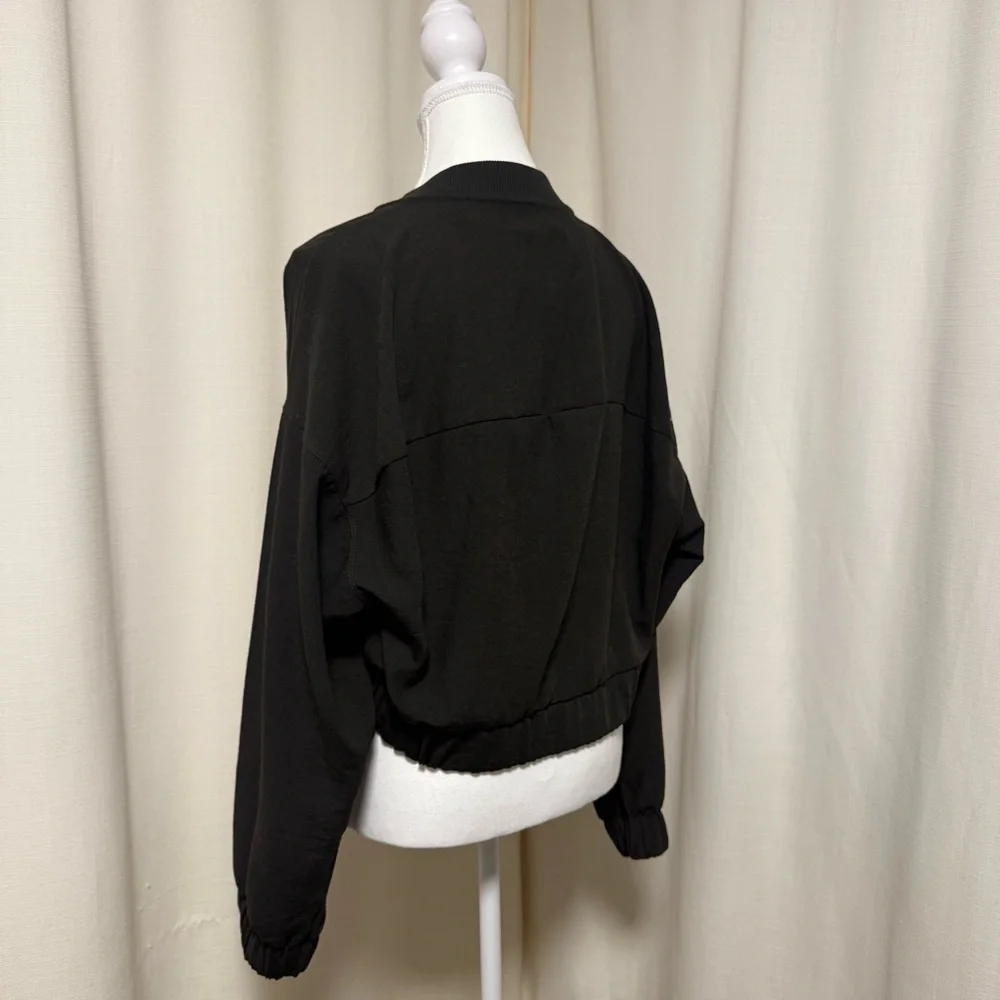 Zara linen-like material cropped bomber Jacket - Picture 4 of 6